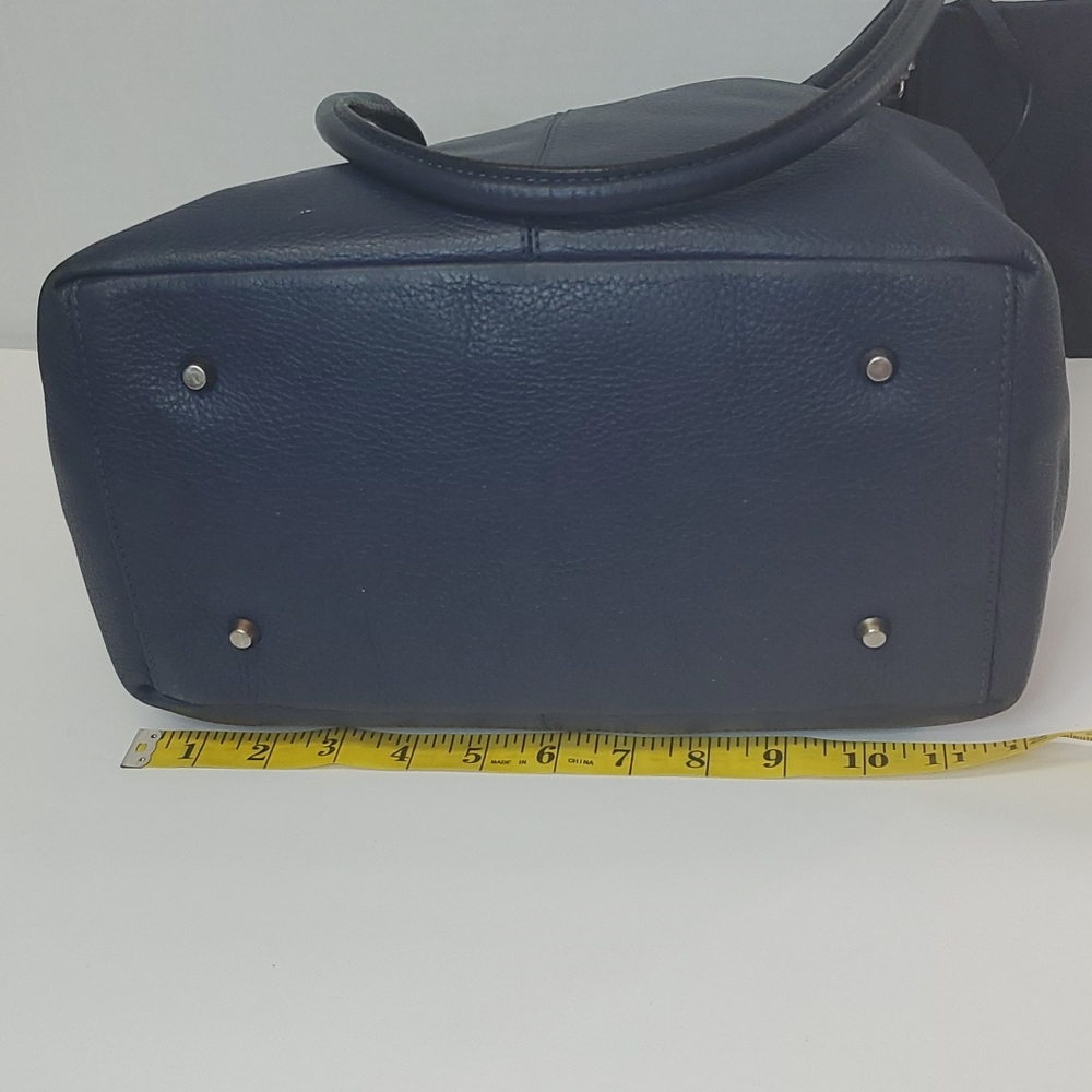 *Courage B* Beautiful Navy Blue Italian Leather Shoulder Bag With Coin Purse - Picture 5 of 12